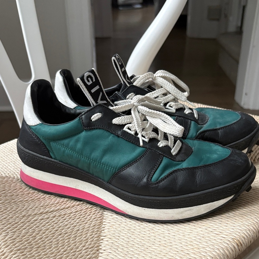 Givenchy Black and Teal Sneakers with Pink Accent